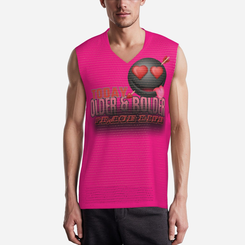 All-Over Prace life Men's Sleeveless Vest Basketball Jersey-Special Neck
